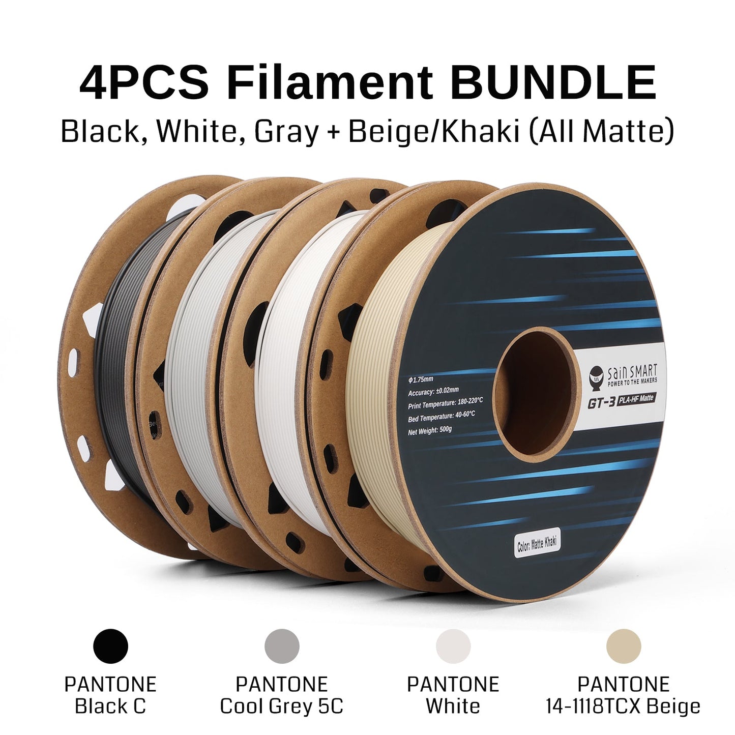 SainSmart GT-3 High-Speed Matte PLA Filament Four-Color Bundle (4x 500g)
