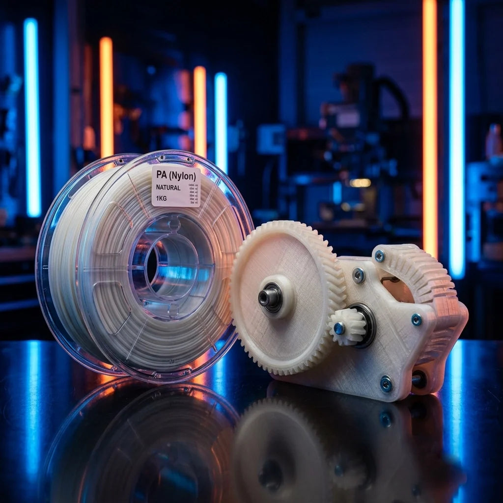 nylon filament with 3d printed sample
