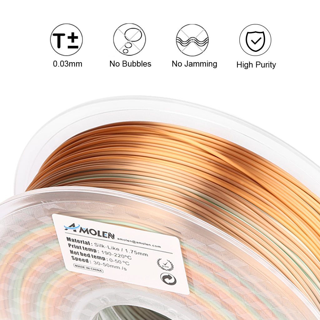 Amolen - Silk Rainbow PLA Filament 1.75mm (1kg / 2.2lbs)