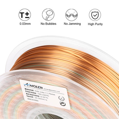 Amolen - Silk Rainbow PLA Filament 1.75mm (1kg / 2.2lbs)