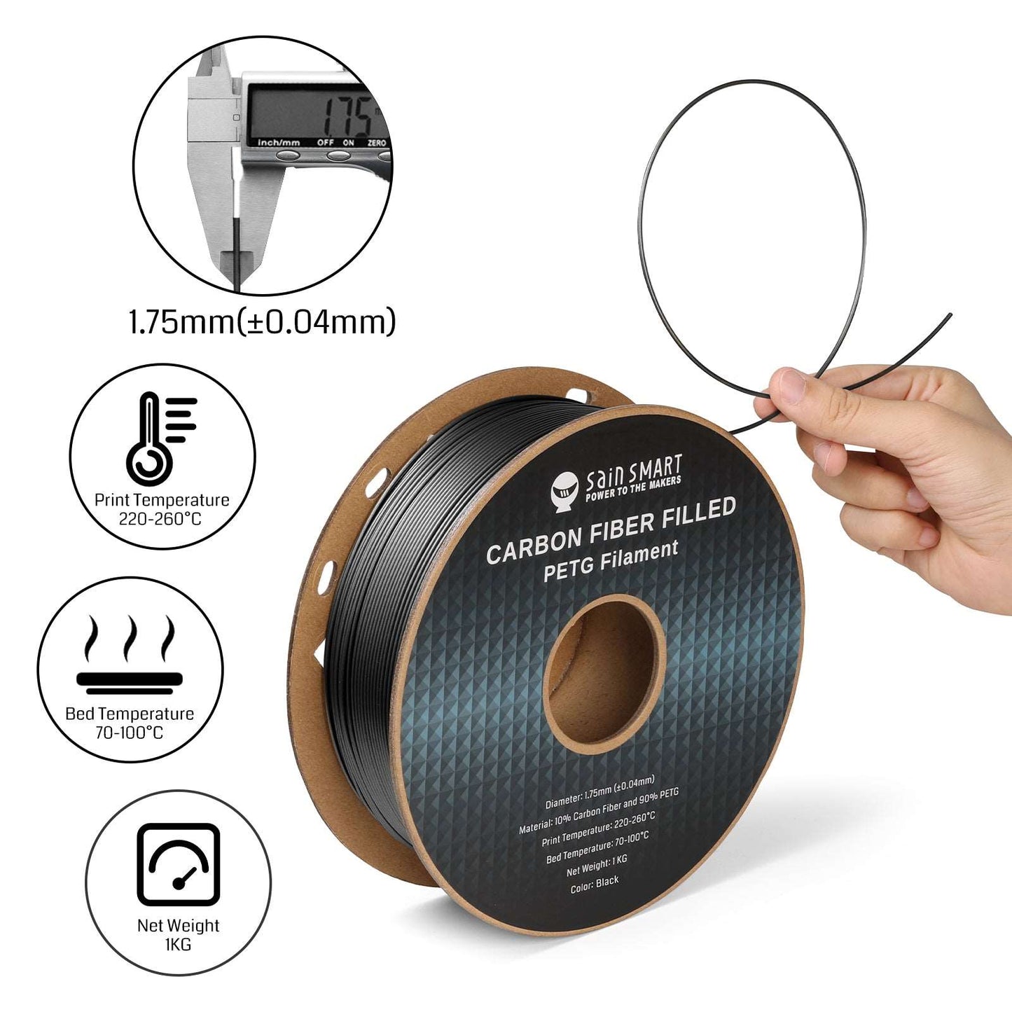SainSmart - Carbon Fiber PETG Filament 1.75mm, 1kg