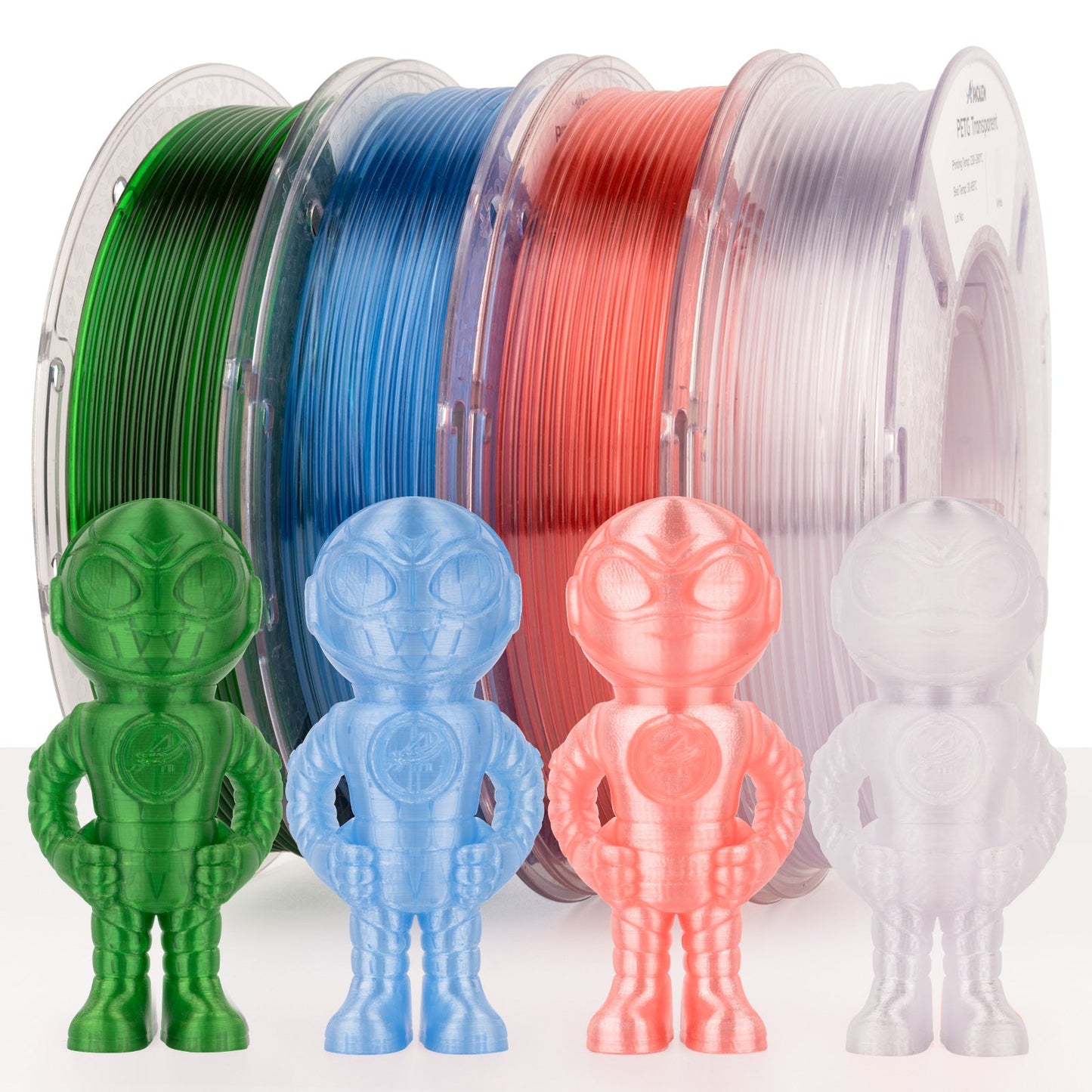 Amolen Transparent PETG Filament Variety Pack 1.75mm (4x 250g Spools)