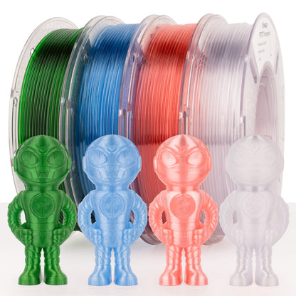 Amolen Transparent PETG Filament Variety Pack 1.75mm (4x 250g Spools)