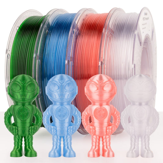 Amolen Transparent PETG Filament Variety Pack 1.75mm (4x 250g Spools)