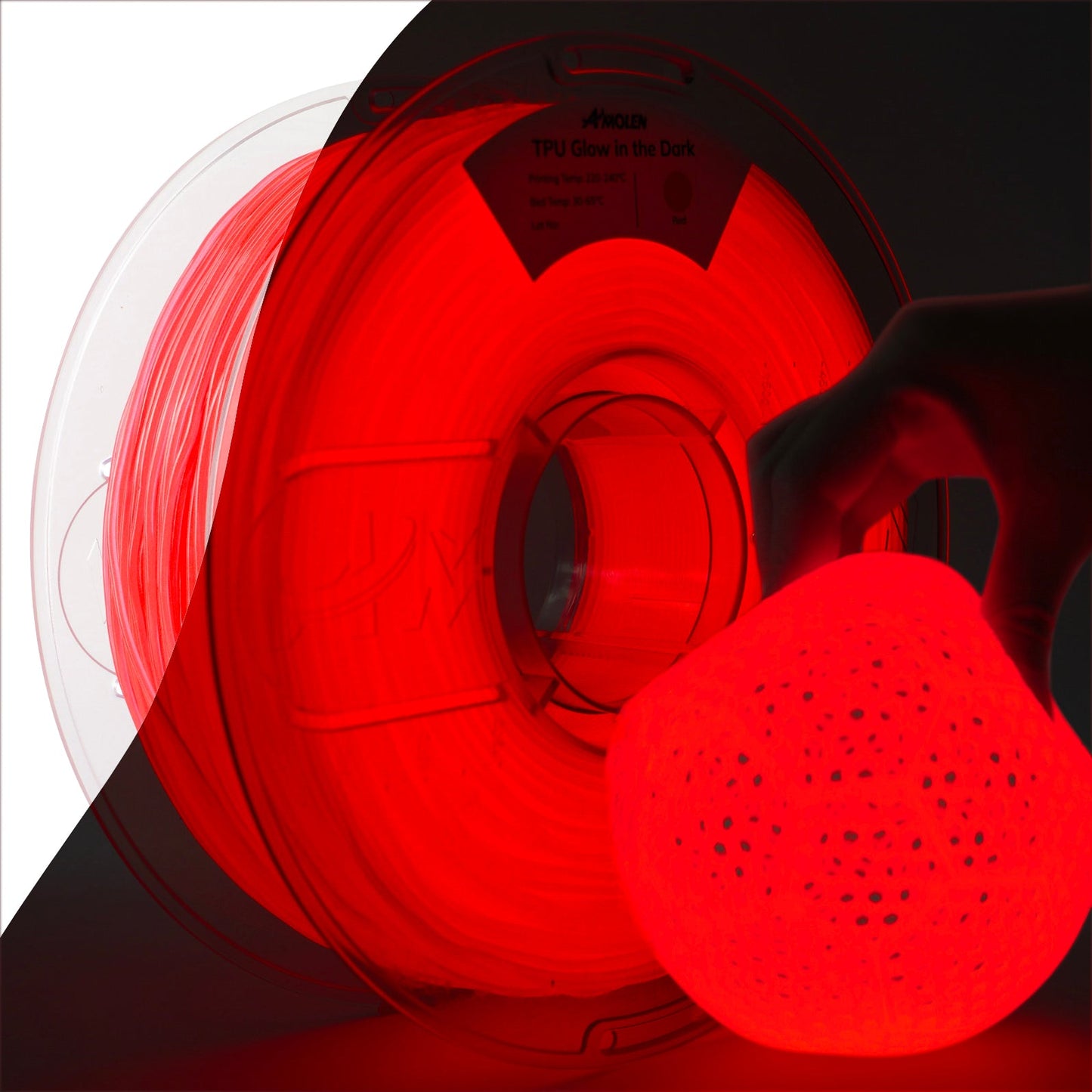Amolen - Glow-in-the-Dark TPU Filament 1.75mm (95A) - 1kg / 2.2lbs
