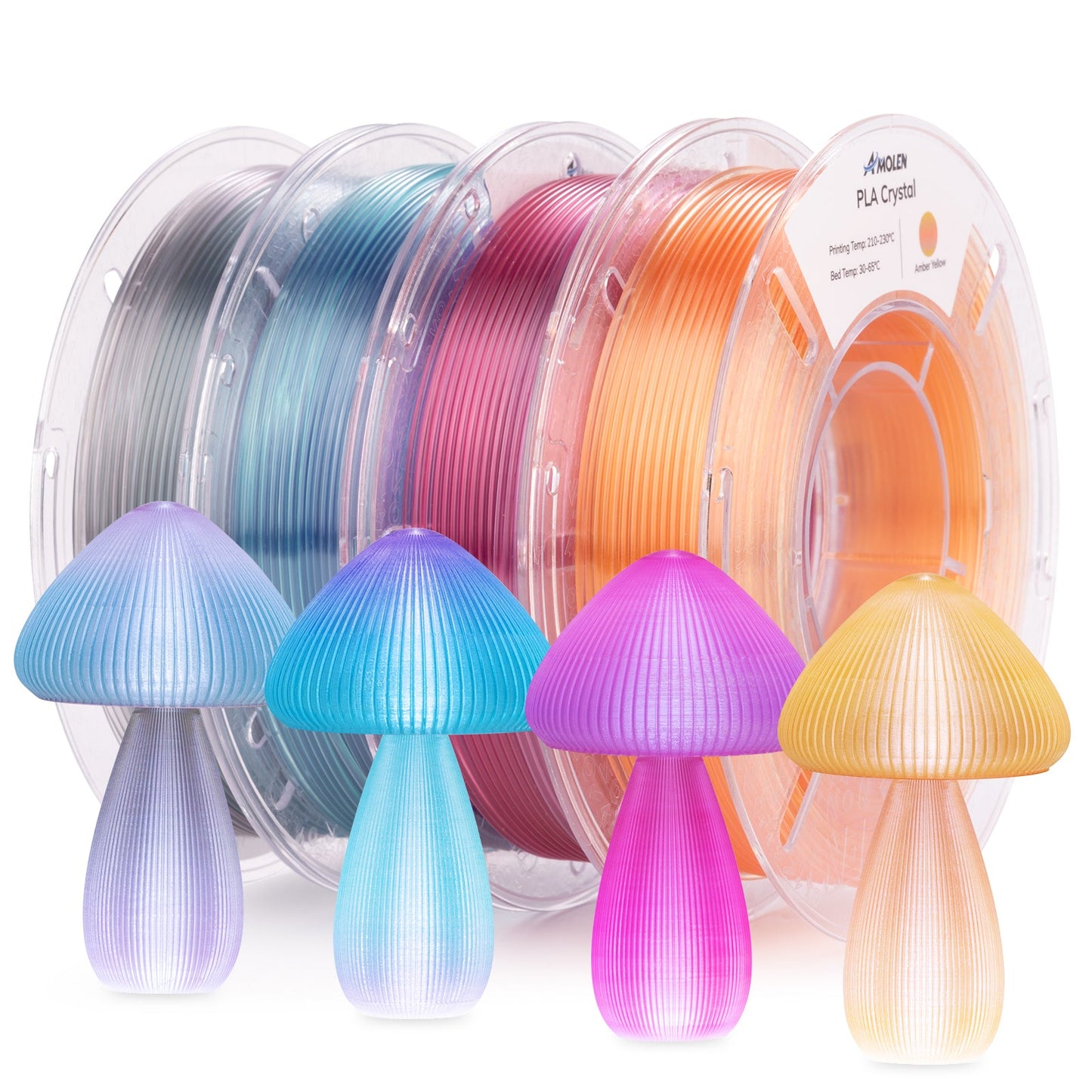Amolen - Crystal-Transparent Gradient PLA Filament Variety Pack - 1.75mm (4x200g)