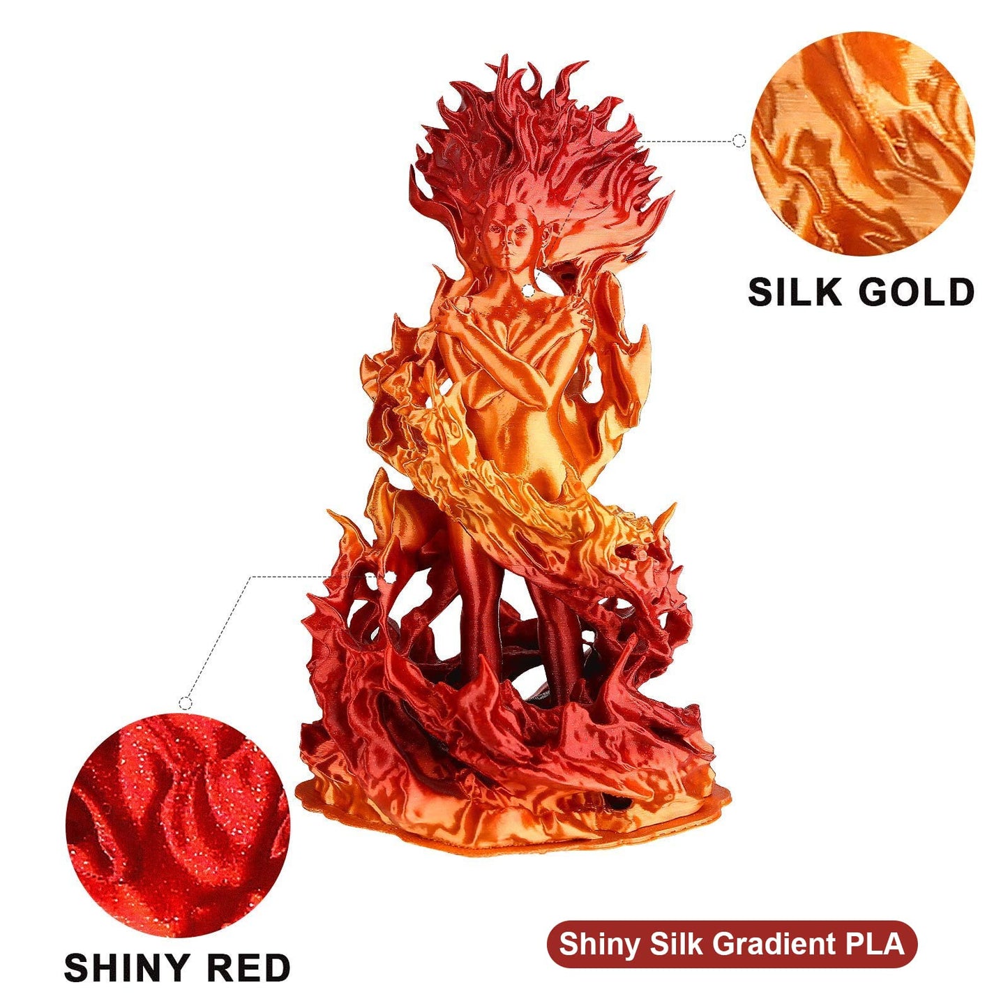 Amolen - Shiny Gradient Silk PLA Filament Variety Pack 1.75mm (4x 200g Spools)