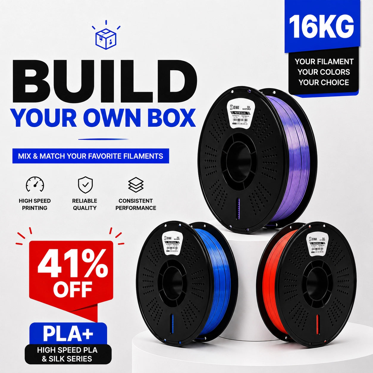 16kg - Mix & Match PLA+ Pack | Build Your own Box | 41% OFF