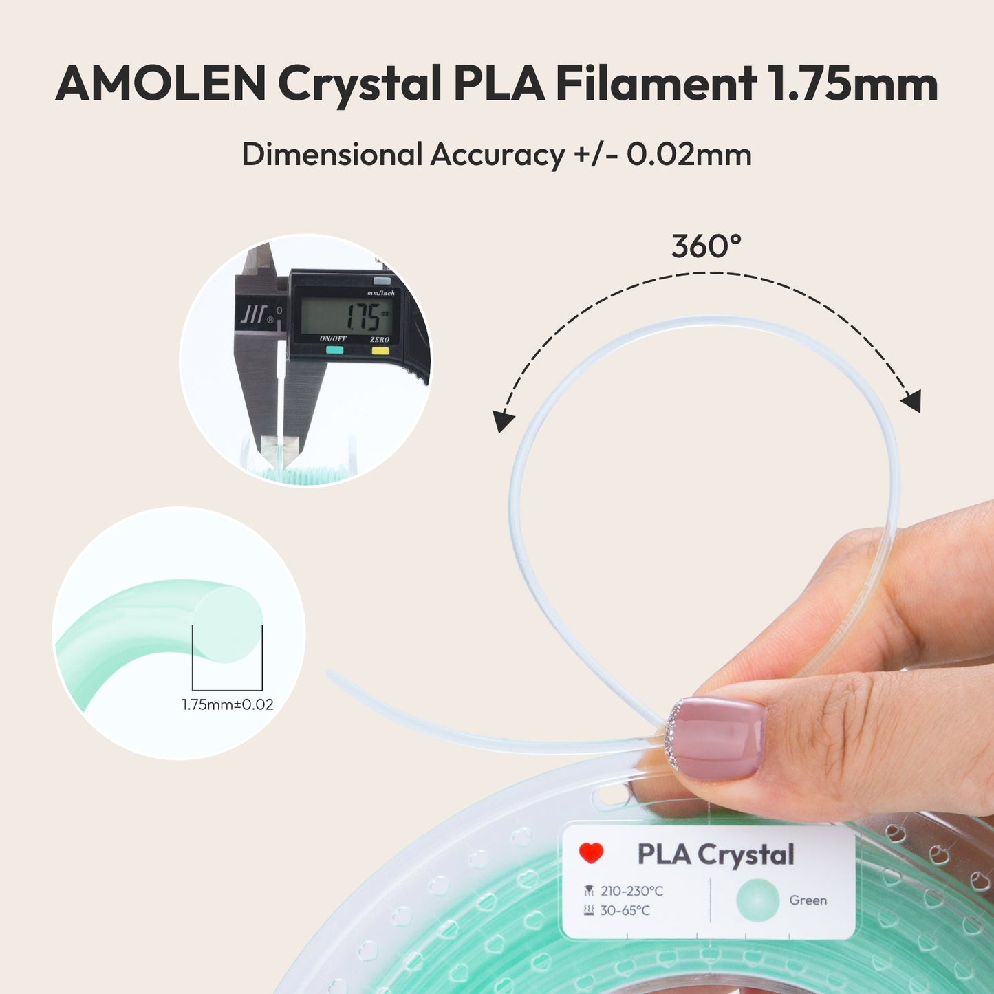 Amolen - Crystal-Transparent Gradient PLA Filament Variety Pack - 1.75mm (4x200g)