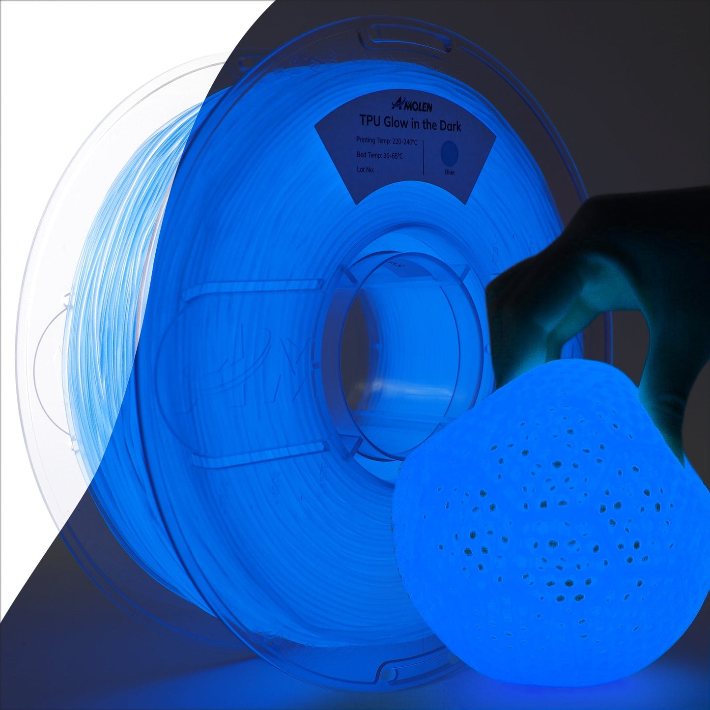 Amolen - Glow-in-the-Dark TPU Filament 1.75mm (95A) - 1kg / 2.2lbs