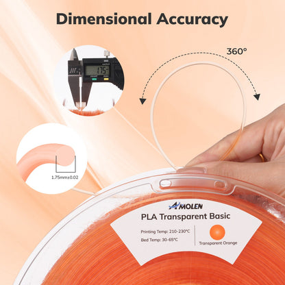 Amolen - Crystal-Transparent Gradient PLA Filament 1.75mm - 1kg / 2.2lbs