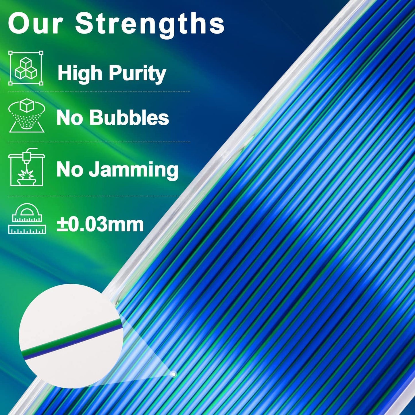 Amolen - Dual Color Silk PLA Filament Variety Pack 1.75mm (4x 200g Spools)