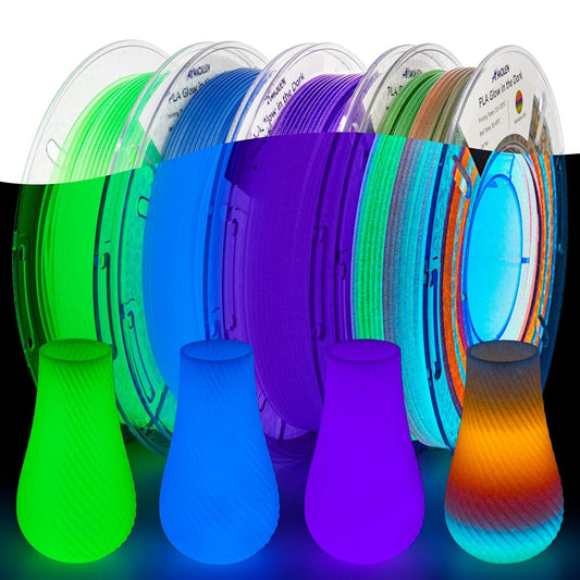 Amolen - Glow-in-the-Dark PLA Filament Variety Pack 1.75mm (4x 200g Spools)