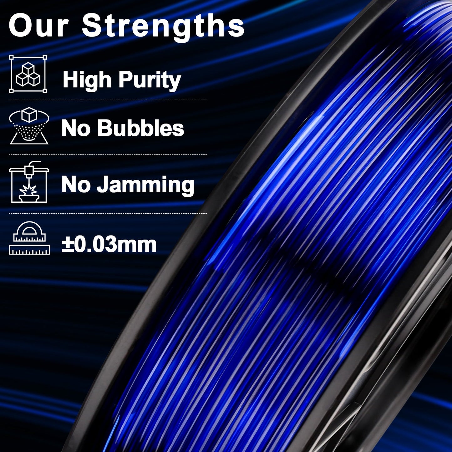 Amolen Transparent PETG Filament Variety Pack 1.75mm (4x 250g Spools)