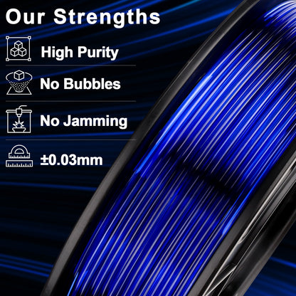 Amolen Transparent PETG Filament Variety Pack 1.75mm (4x 250g Spools)
