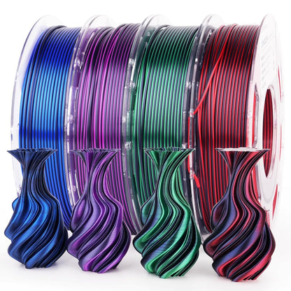 Amolen - Dual Color Silk PLA Filament Variety Pack 1.75mm (4x 200g Spools)