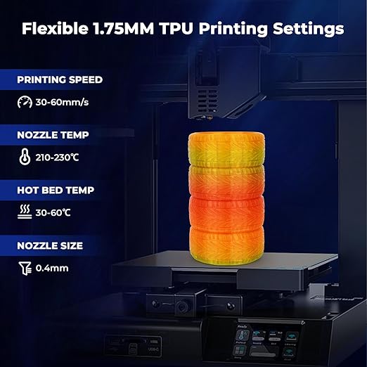 Amolen - Transparent Multicolor Rainbow TPU Flexible Filament Variety Pack - 1.75mm (4x200g)