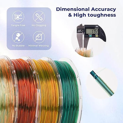 Amolen - Transparent Multicolor Rainbow TPU Flexible Filament Variety Pack - 1.75mm (4x200g)