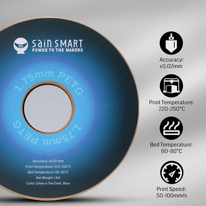 SainSmart - Glow-in-the-Dark Blue PRO-3 PETG Filament 1.75mm (1kg)