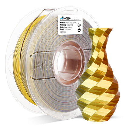 Amolen - Silk Triple Color PLA Filament 1.75mm - 1kg / 2.2lbs
