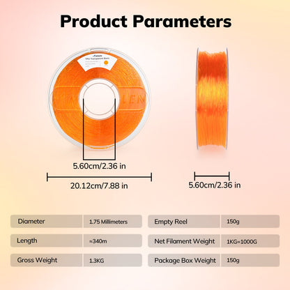 Amolen - Transparent TPU Filament 1.75mm (95A) - 1kg / 2.2lbs
