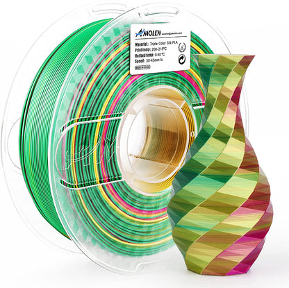 Amolen - Silk Triple Color PLA Filament 1.75mm - 1kg / 2.2lbs