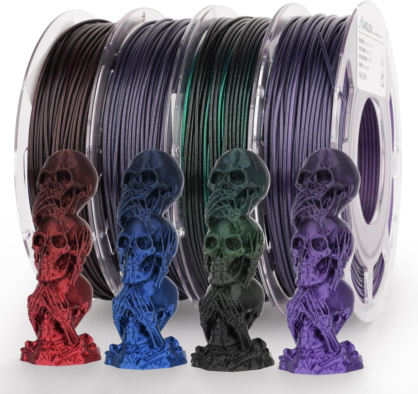 Amolen - Shiny Gradient Silk PLA Filament Variety Pack 1.75mm (4x 200g Spools)