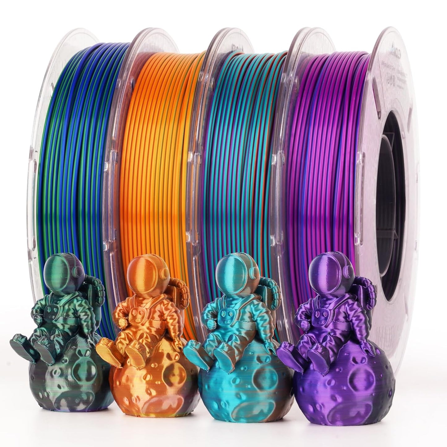 Amolen - Triple Color Silk PLA Filament Variety Pack 1.75mm (4x 200g Spools)