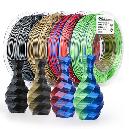 Amolen - Dual Color Silk PLA Filament Variety Pack 1.75mm (4x 200g Spools)