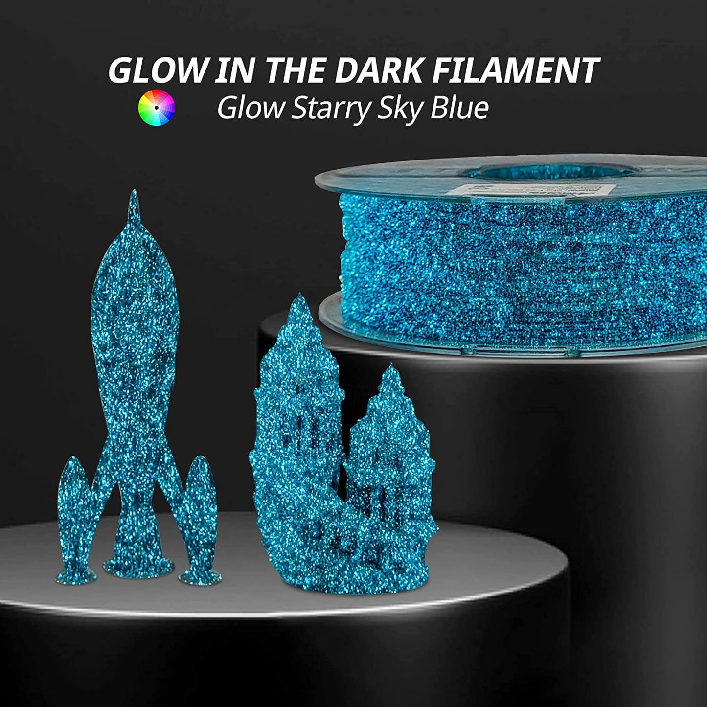 Amolen - Glow-in-the-Dark PLA Filament Variety Pack 1.75mm (4x 200g Spools)