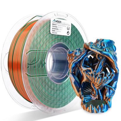 Amolen - Silk Triple Color PLA Filament 1.75mm - 1kg / 2.2lbs