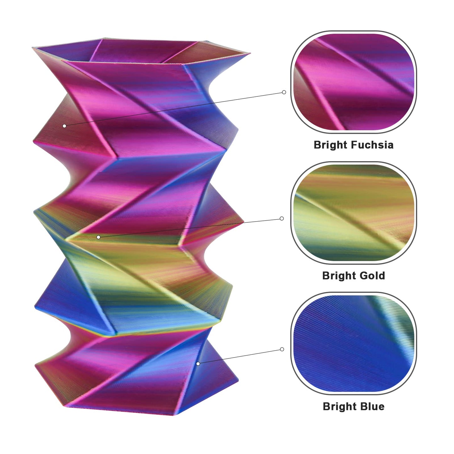 Amolen - Silk Triple Color PLA Filament 1.75mm - 1kg / 2.2lbs