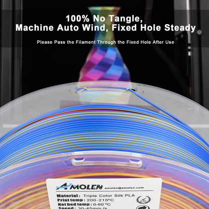 Amolen - Triple Color Silk PLA Filament Variety Pack 1.75mm (4x 200g Spools)