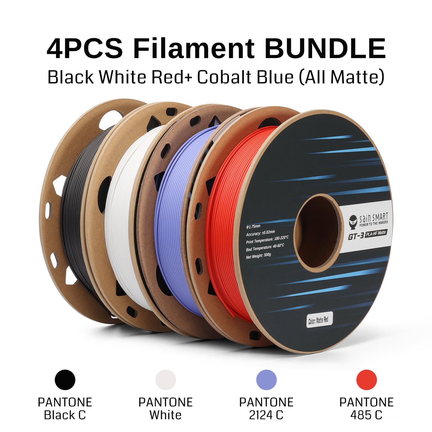 SainSmart GT-3 High-Speed Matte PLA Filament Four-Color Bundle (4x 500g)