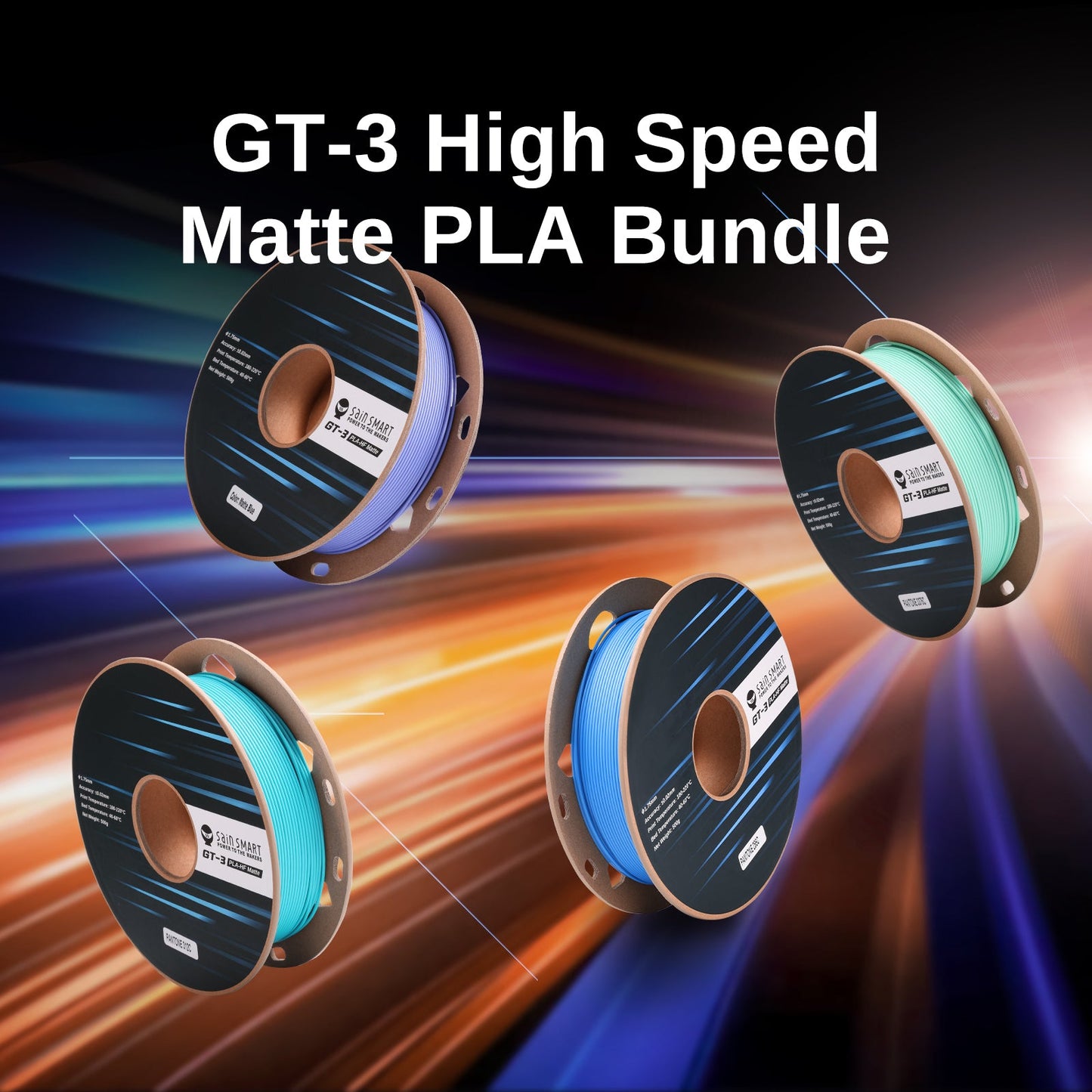 SainSmart GT-3 High-Speed Matte PLA Filament Four-Color Bundle (4x 500g)