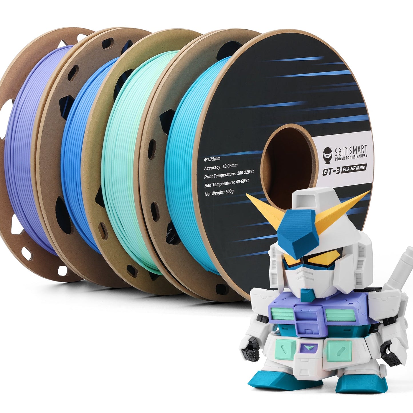 SainSmart GT-3 High-Speed Matte PLA Filament Four-Color Bundle (4x 500g)