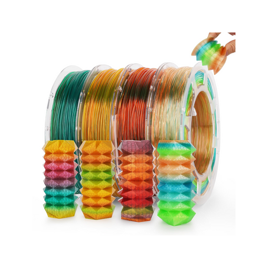 Amolen - Transparent Multicolor Rainbow TPU Flexible Filament Variety Pack - 1.75mm (4x200g)