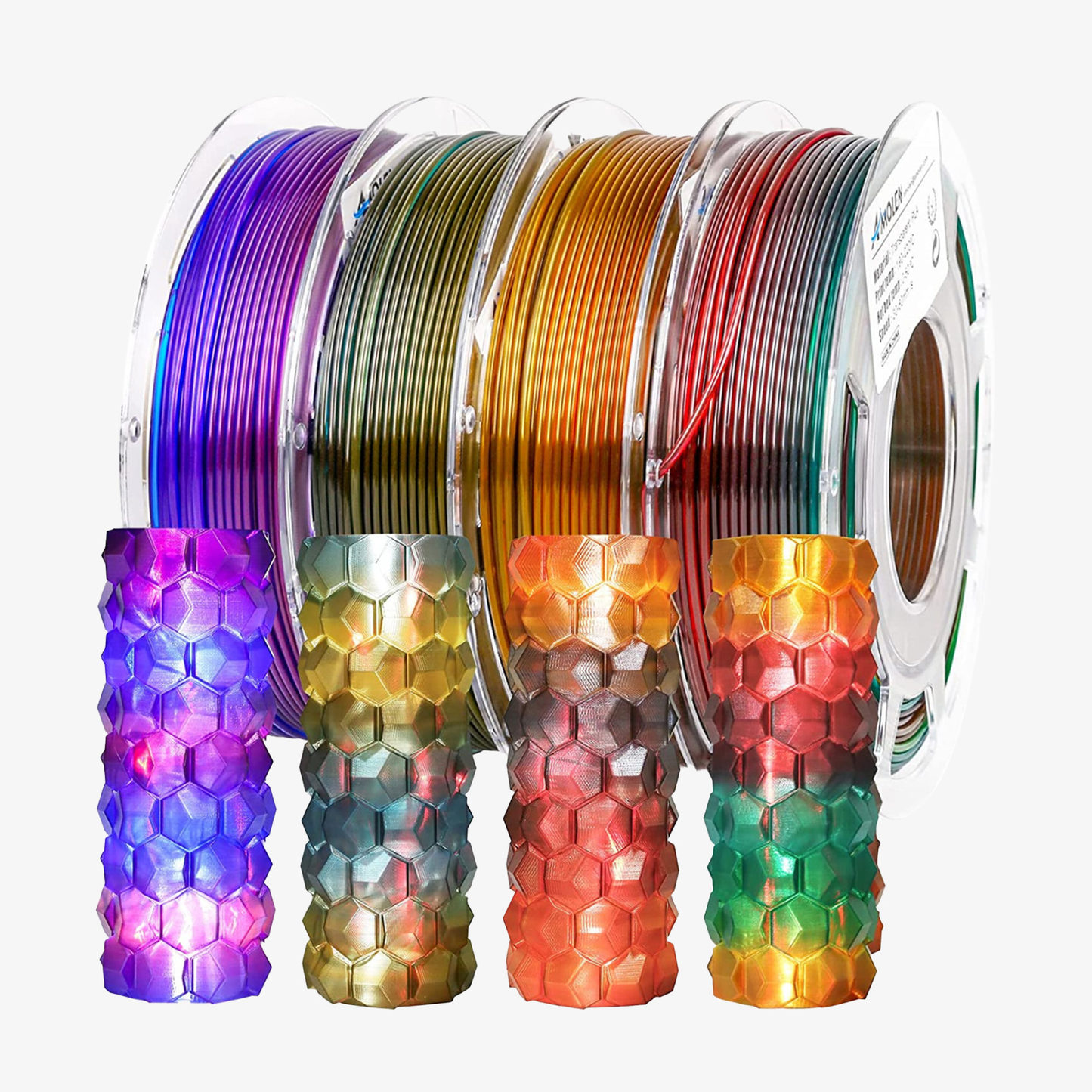 Amolen - Crystal-Transparent Gradient PLA Filament Variety Pack - 1.75mm (4x200g)