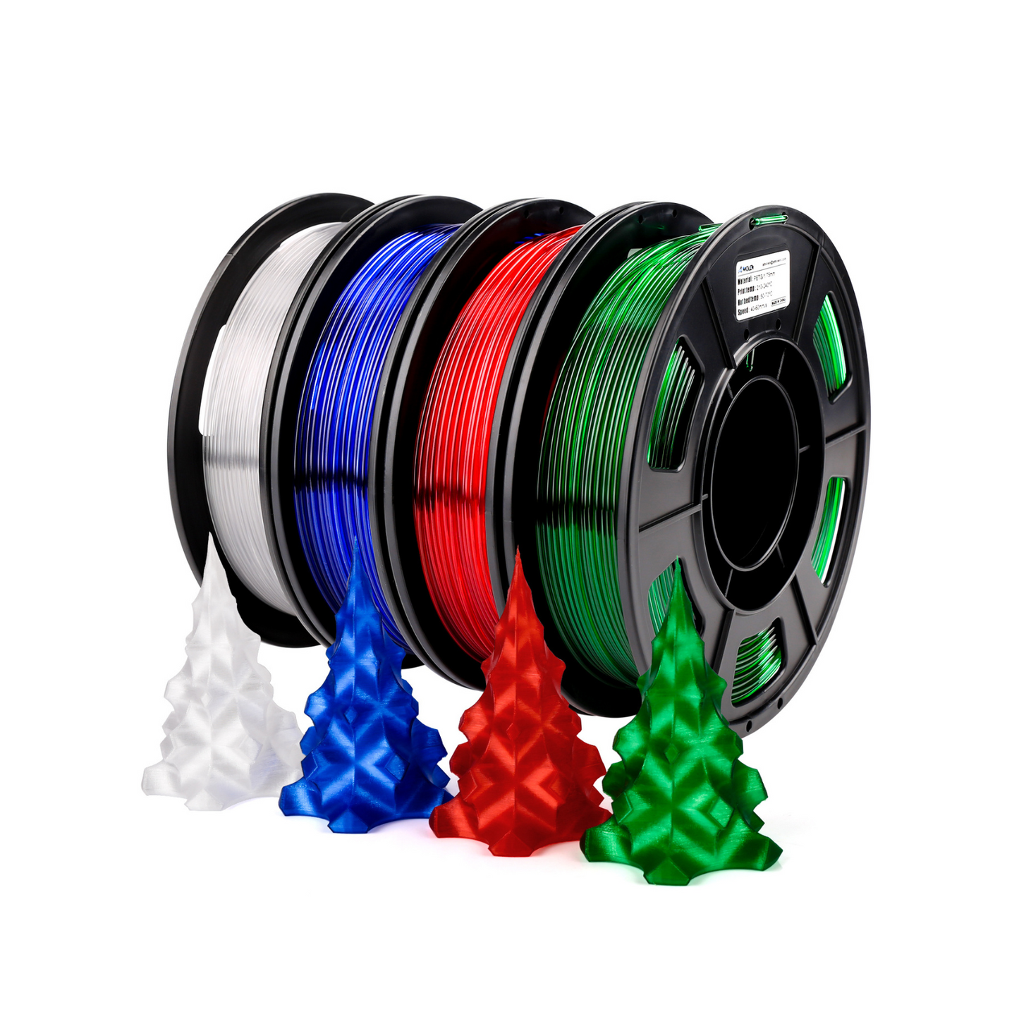 Amolen Transparent PETG Filament Variety Pack 1.75mm (4x 250g Spools)