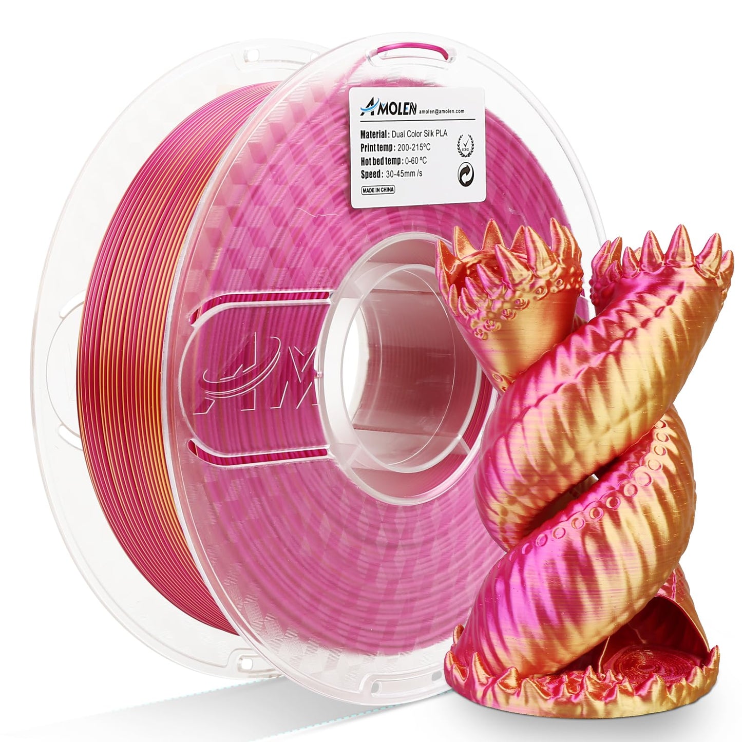 Amolen - Silk Dual Color PLA Filament 1.75mm - 1kg / 2.2lbs