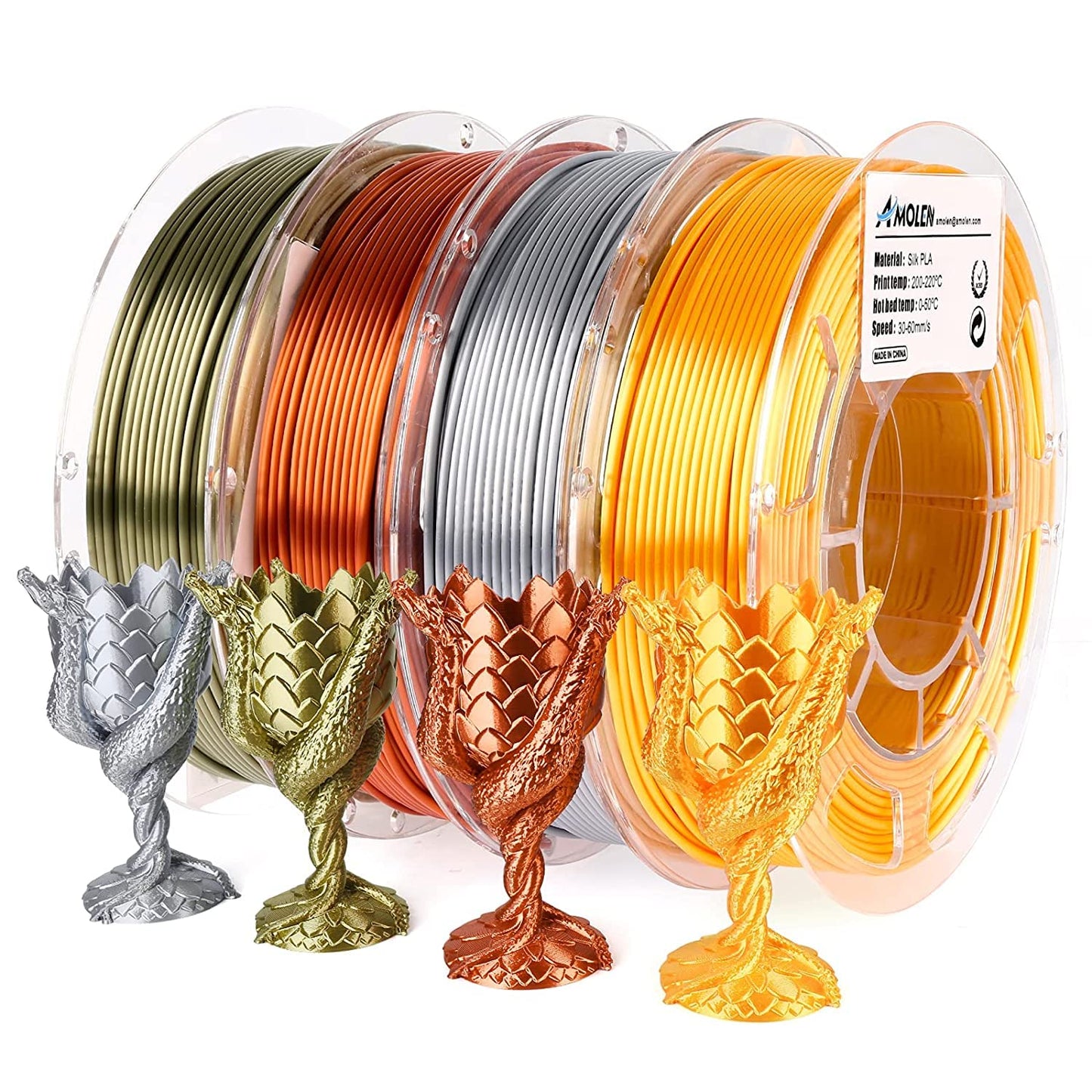 Amolen - PLA Silk Basic Variety Pack - 1.75mm (4x200g)