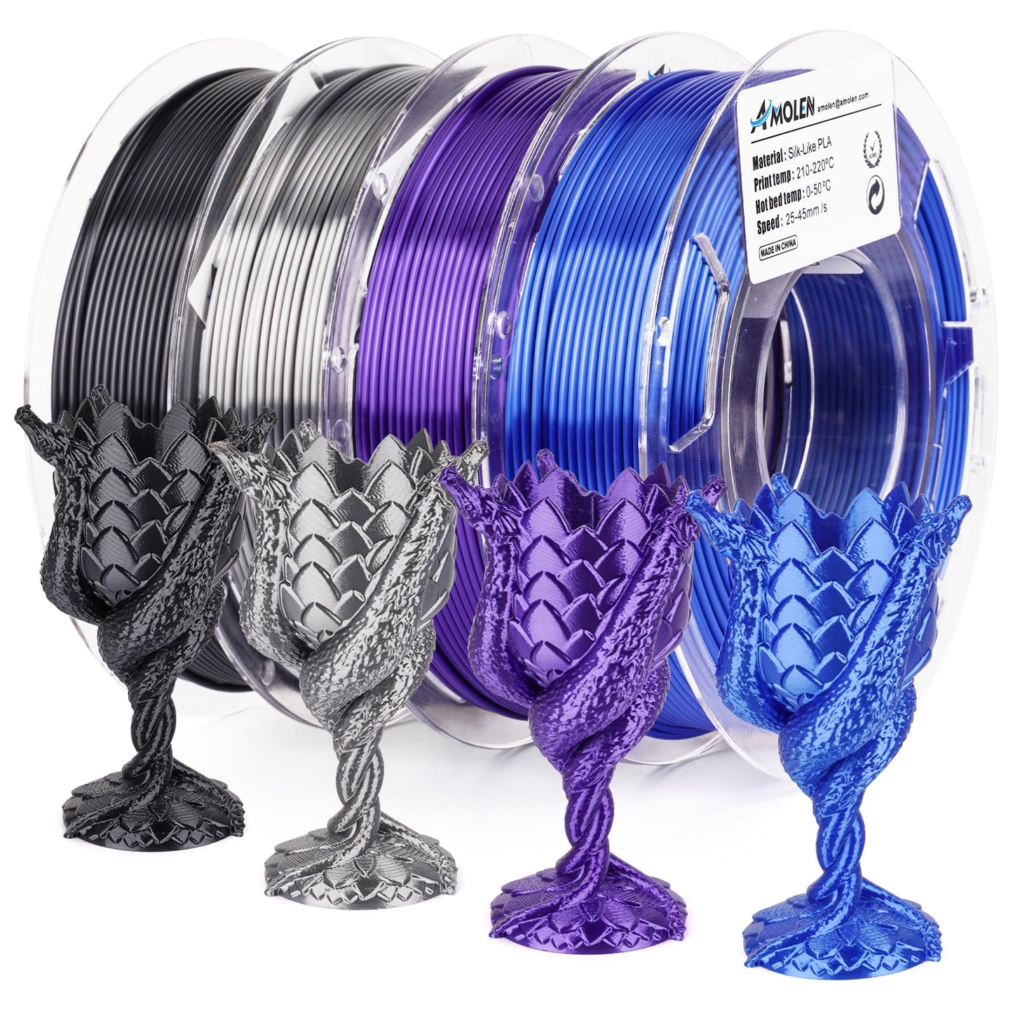 Amolen - PLA Silk Basic Variety Pack - 1.75mm (4x200g)