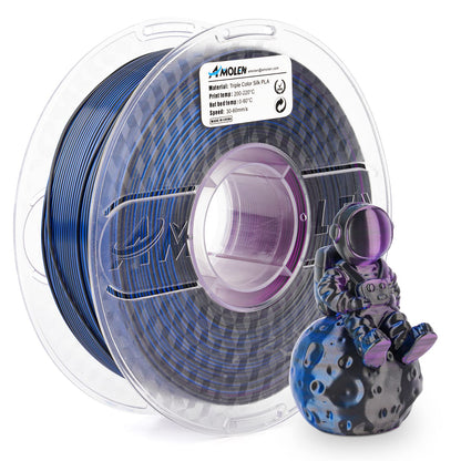 Amolen - Silk Triple Color PLA Filament 1.75mm - 1kg / 2.2lbs