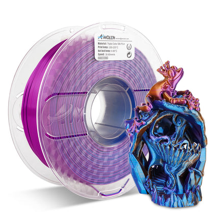 Amolen - Silk Triple Color PLA Filament 1.75mm - 1kg / 2.2lbs