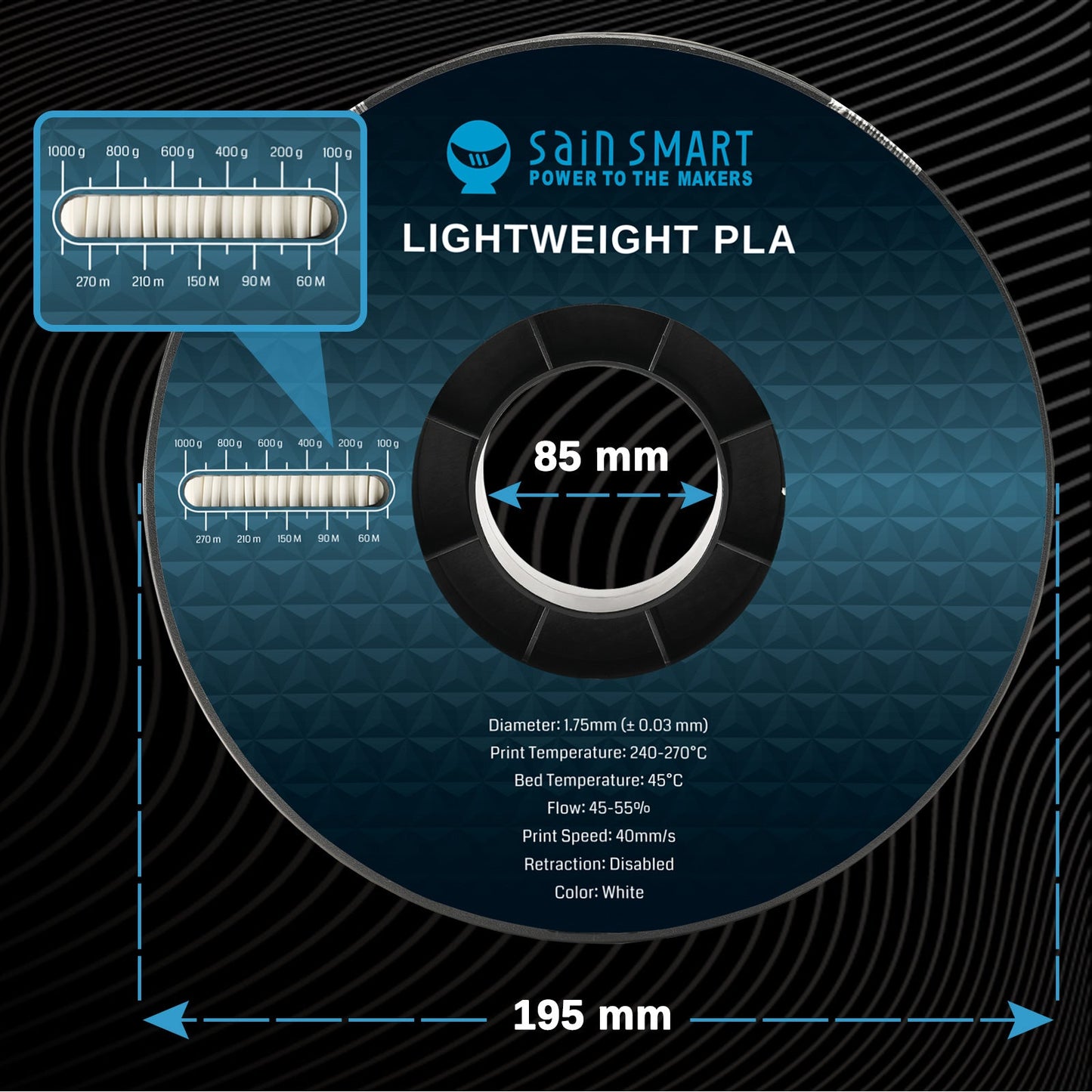 SainSmart LW-PLA Lightweight Active Foaming Filament 1.75mm (1kg)