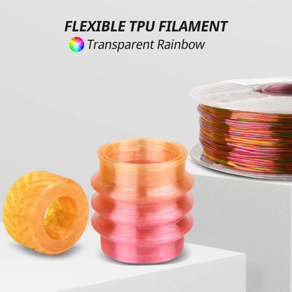 Amolen - Transparent Multicolor Rainbow TPU Flexible Filament Variety Pack - 1.75mm (4x200g)