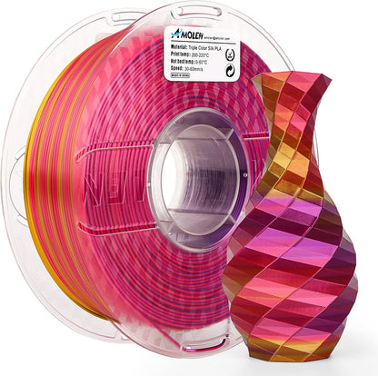 Amolen - Silk Triple Color PLA Filament 1.75mm - 1kg / 2.2lbs