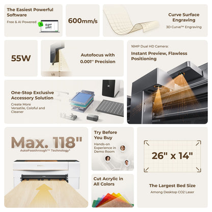xTool - P2S 55W Desktop CO2 Laser Cutter